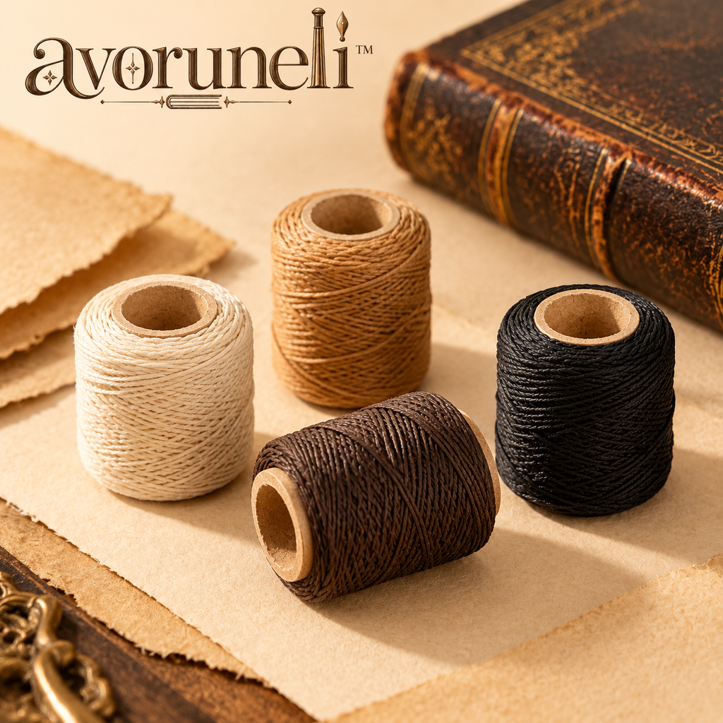 avoruneli™ LinenSpool Waxed Linen Bookbinding Thread Set, 4 Colors, 4 × 25 Yards