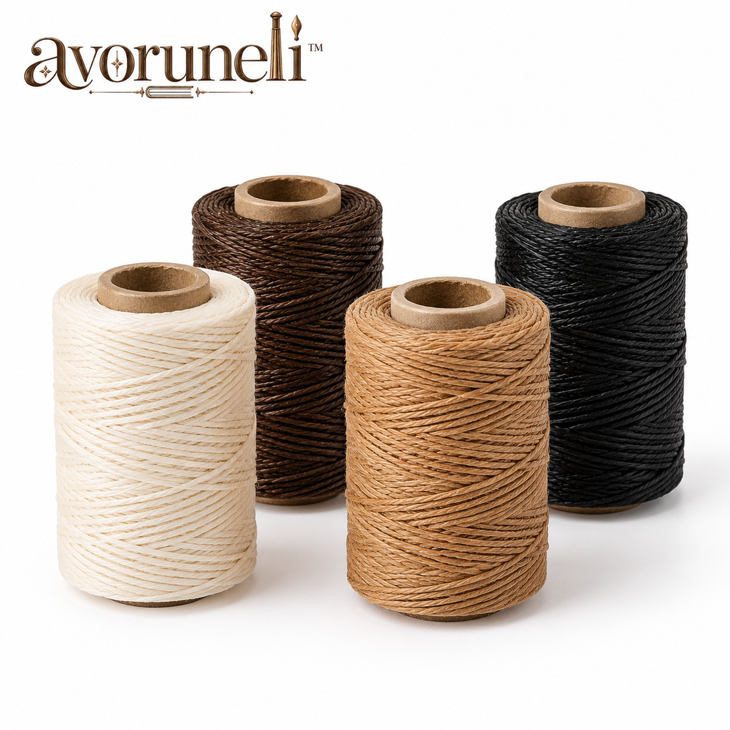 avoruneli™ LinenSpool Waxed Linen Bookbinding Thread Set, 4 Colors, 4 × 25 Yards