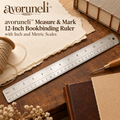 avoruneli™ Measure & Mark 12-Inch Bookbinding Ruler with Inch and Metric Scales