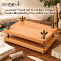 avoruneli™ PressCraft 12 × 8-Inch Compact Wooden Bookbinding Press with Screw Clamps