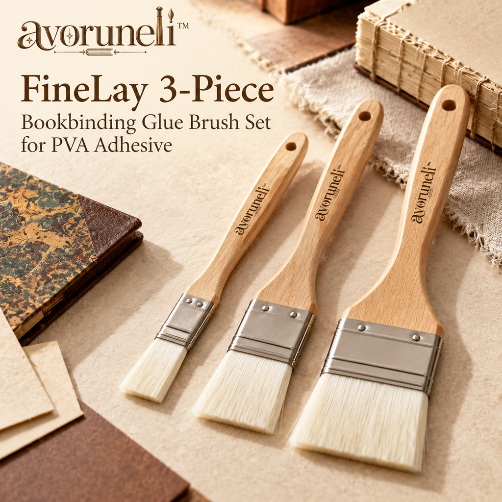 avoruneli™ FineLay 3-Piece Bookbinding Glue Brush Set for PVA Adhesive