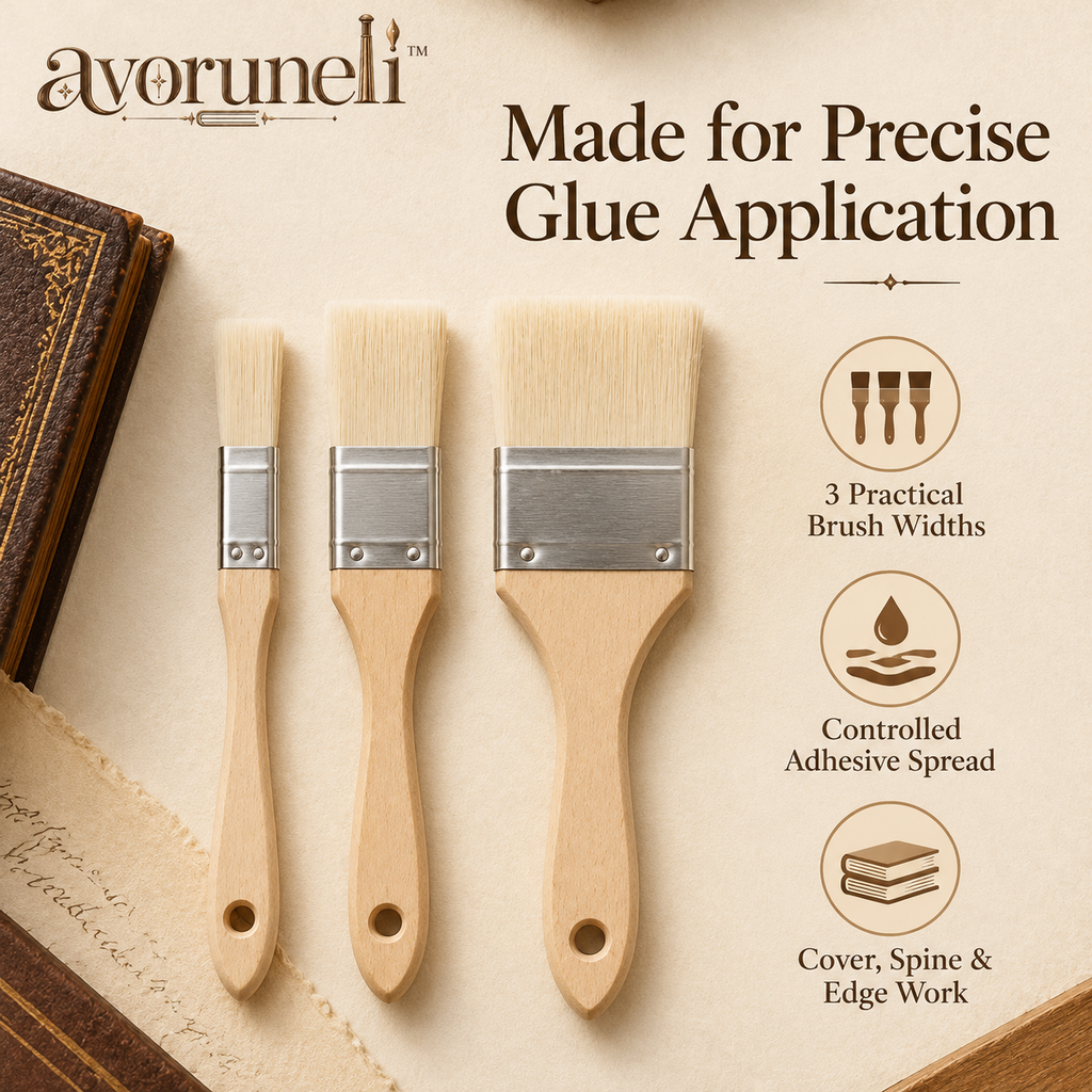 avoruneli™ FineLay 3-Piece Bookbinding Glue Brush Set for PVA Adhesive