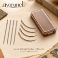 avoruneli™ Curved & Straight Bookbinding Sewing Needles, 8-Piece Set with Case
